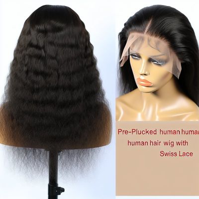 Pre-Plucked Peruvian Human Hair Lace Wig with Swiss Lace